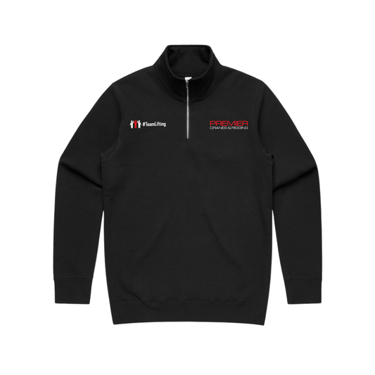 Premier Cranes Mens Stencil Half Zip Black Crew