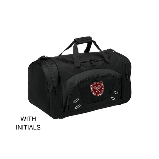 Fawkner Tennis Sports Bag Black with Initials