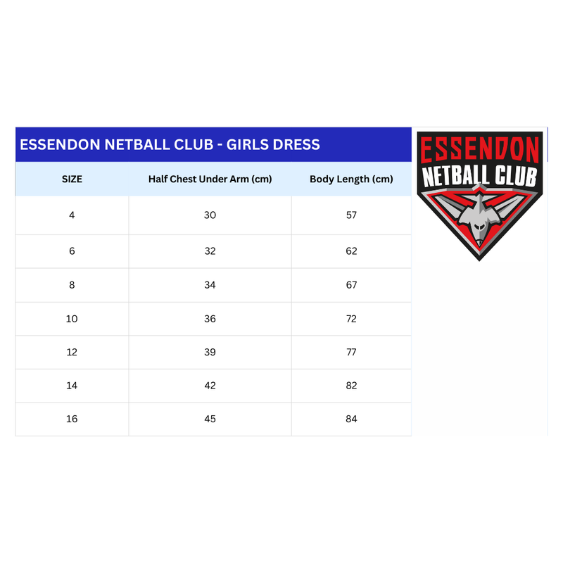 Essendon Netball Club Junior Dress