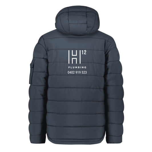 H12 Plumbing Unisex Hooded Puffer Jacket