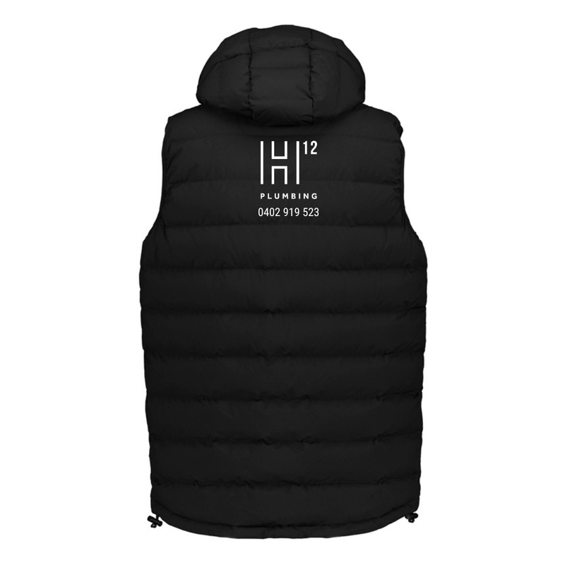 H12 Plumbing Unisex Hooded Puffer Vest