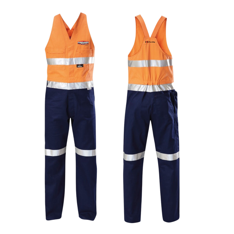Premier Cranes HiVis Cotton Taped Overall Orange/Navy